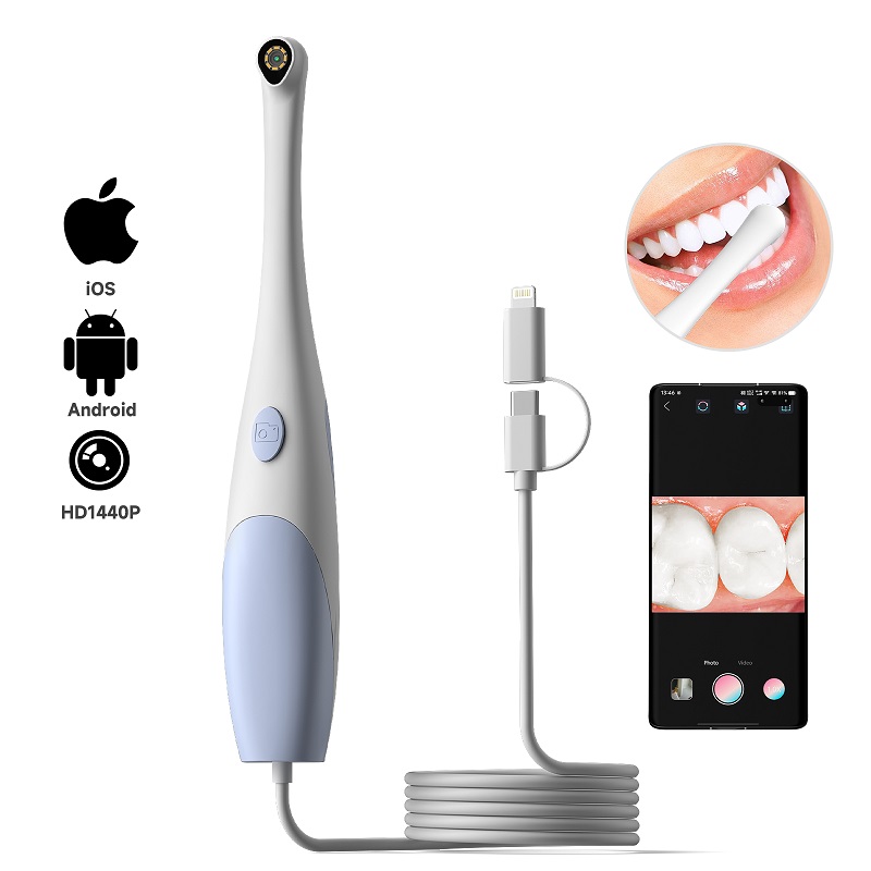 Teeth Whitening Video - กล้องเอนโดสโคปสำหรับตรวจช่องปาก ความละเอียด 1440P พร้อมฟังก์ชันถ่ายภาพและวิดีโอ แบบพกพา พร้อมไฟ