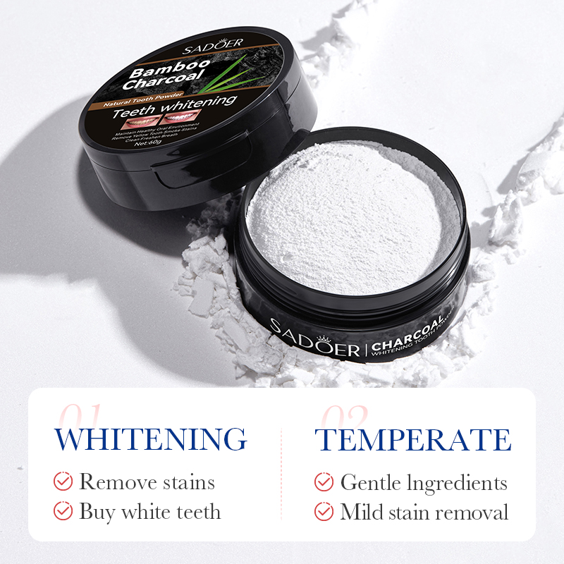 ผงฟอกฟันขาวด้วยถ่านไม้ไผ่ ช่วย - Whitening Powder Activated บทวิจารณ์และราคา